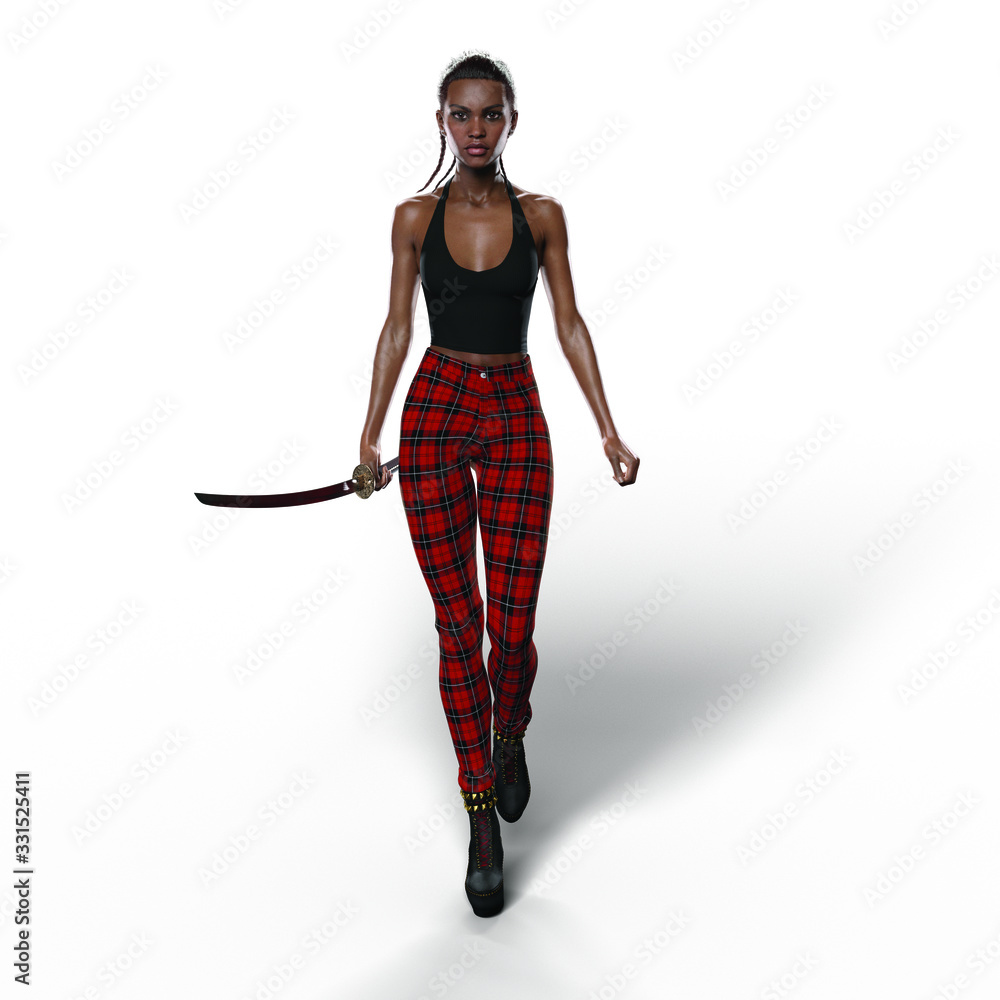Black Woman with Katana Sword (Transparent with Shadows) Black Woman with Katana Sword (Transparent with Shadows)