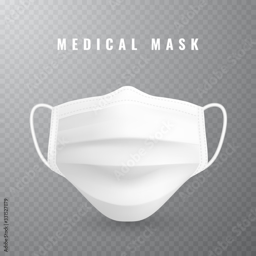 Realistic medical face mask. Details 3d medical mask. Vector illustration