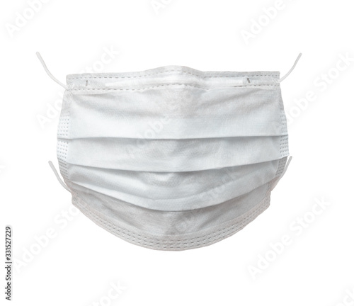 Photographie one medical face mask on white background