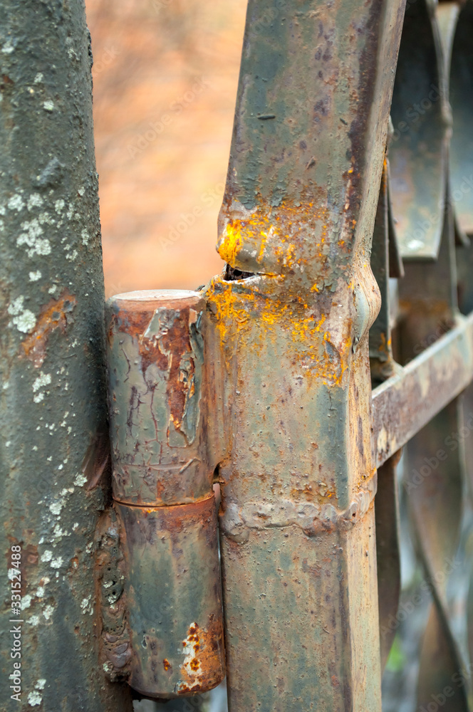 broken, slightly rusty iron gate