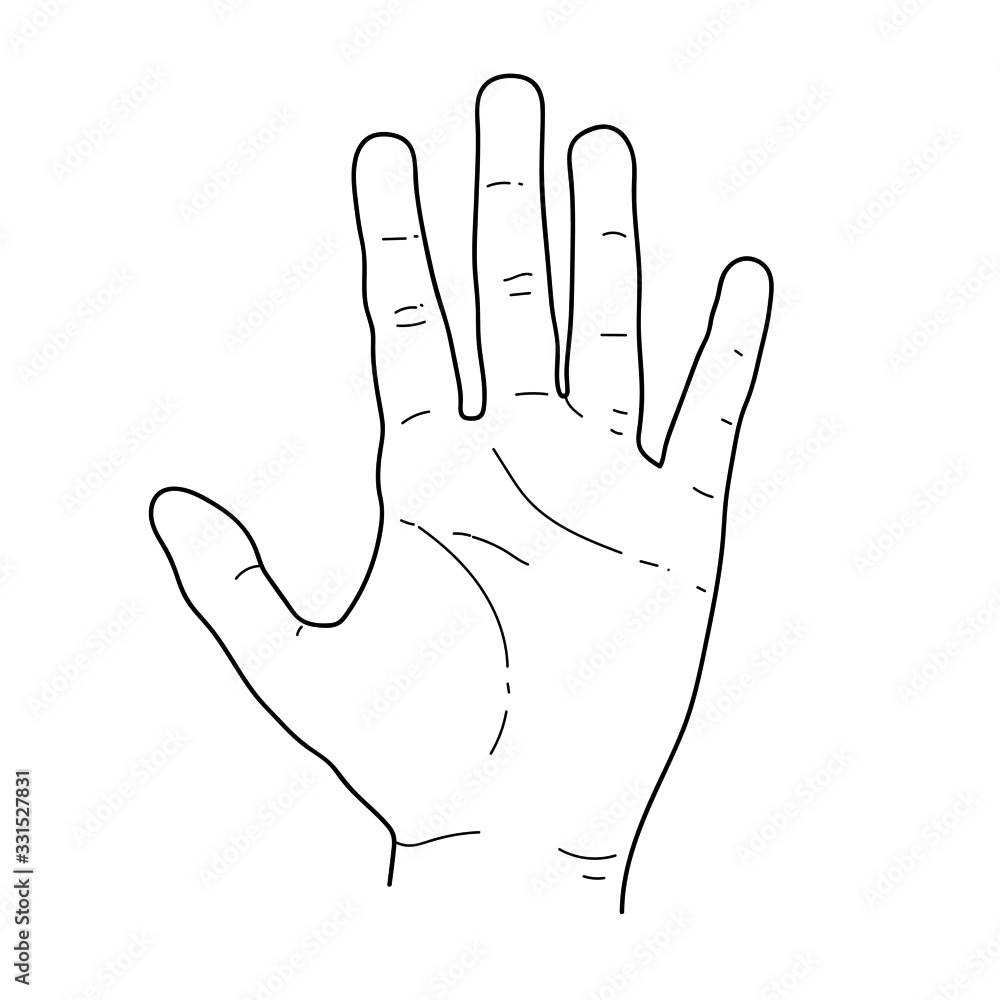 Obraz premium Hand drawn line art hand illustration.