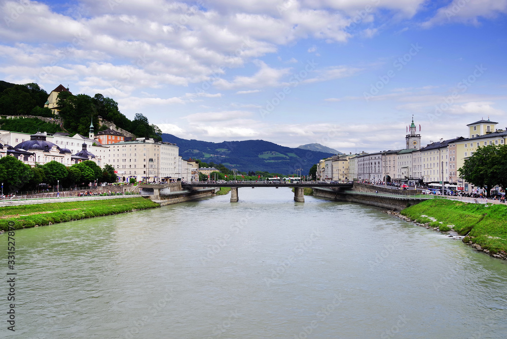 Salzach river in Salzburg, Austria, Europe