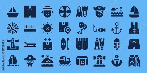 Modern Simple Set of boat Vector filled Icons