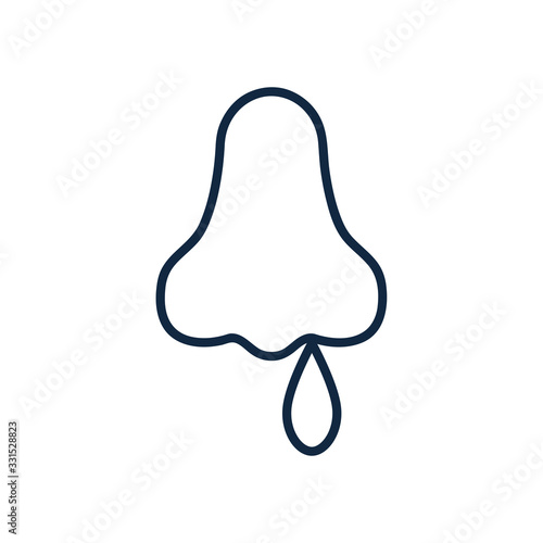covid 19 concept of runny nose icon, line style