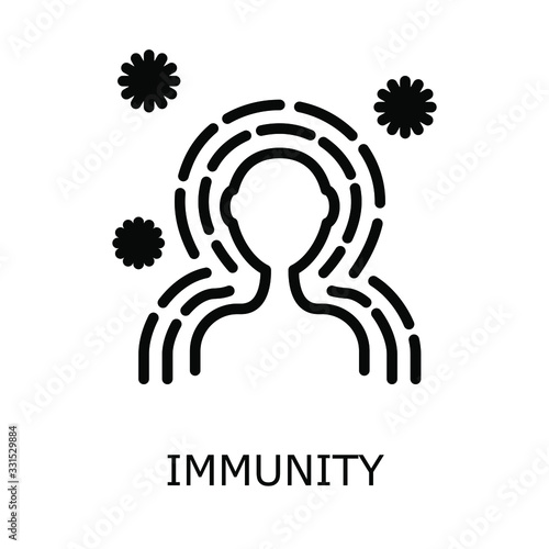 Antibacterial protection or immune system icon. Health bacteria virus protection. Healthy man reflect bacteria attack with shield. Boost Immunity with medicine concept illustration