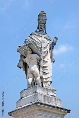 Statue of  Gabriele Condulmer  Papa Eugenio IV.  in Prato della Valle in Padua  Italy. 