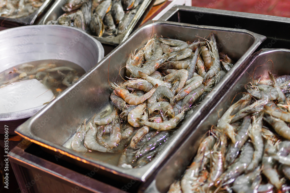Fresh shrimp at a fish market Fresh shrimp at a fish market