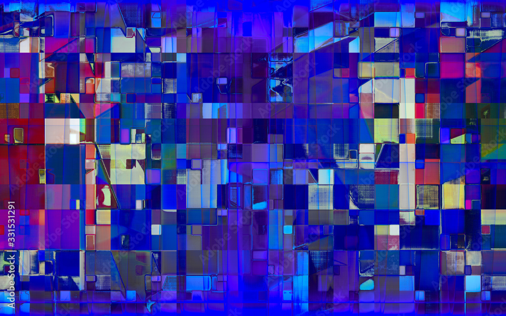 rendu numérique d'une composition géométrique rythmée par les couleurs et faisant partie d'une série abstraite