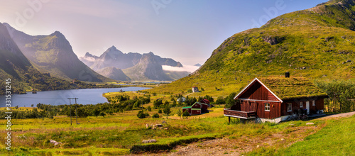 Beautiful Norwegian landscape photographed panorama - around Lom