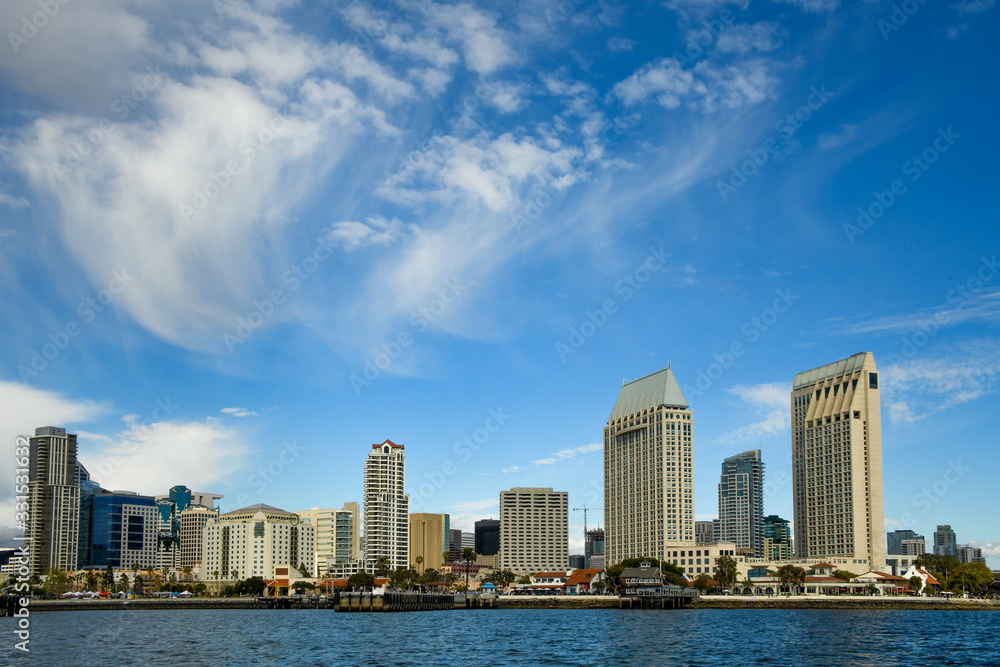 Fototapeta premium Beautiful San Diego Waterfront As Seen From the Ferry