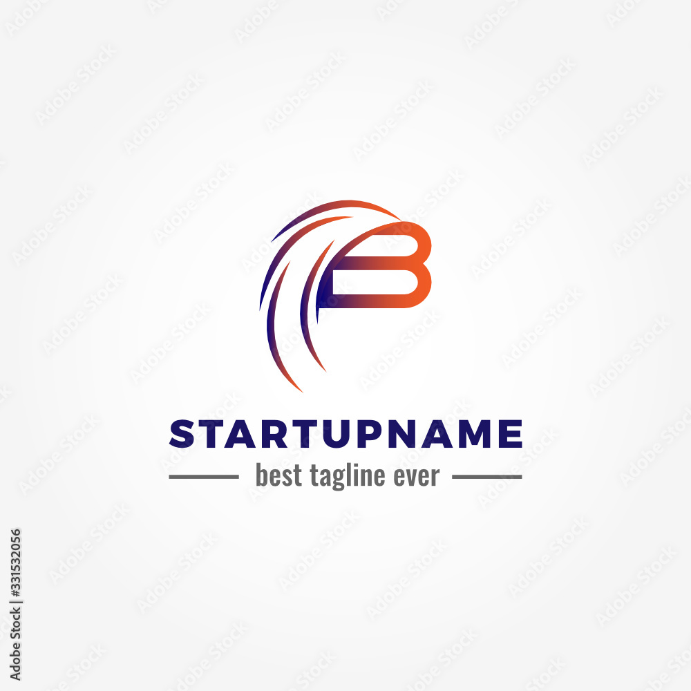 Modern arrow blended with initial letter B for start up business