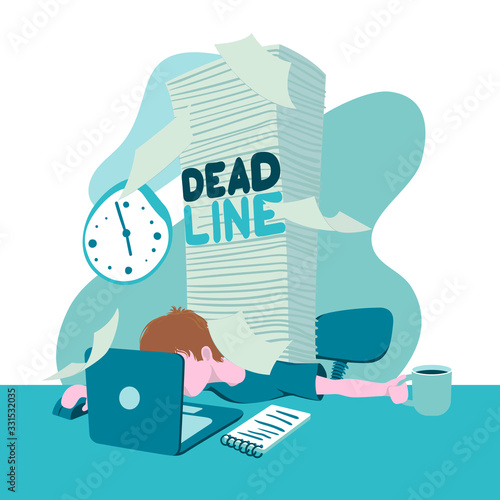 Stressful deadline flat vector illustration.