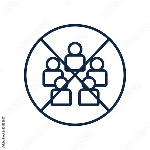 forbidden sign of many people icon, line style