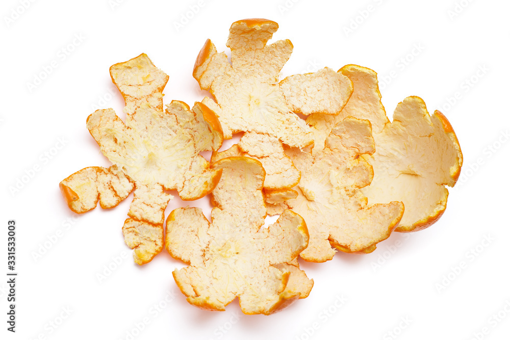 orange peel on white isolated background orange peel on white isolated background