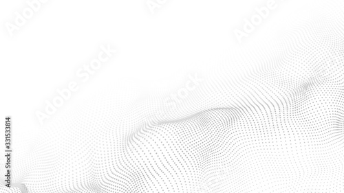 Vector abstract white futuristic background. Big data visualization. Digital dynamic wave of particles. photo