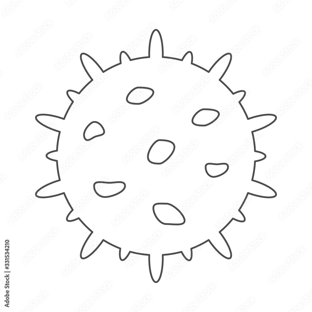 Fototapeta premium Microbe, bacterium icon, virus icon in glyph style, corona virus, outline vector illustration isolated on white. China pathogen respiratory infection, asian flu outbreak.