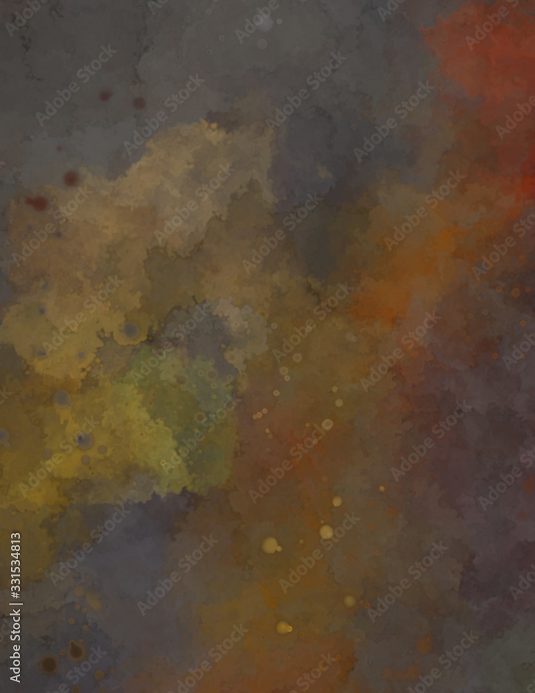 Obraz premium Watercolor painted background with blots and splatters. Brush stroked painting. 2D Illustration.