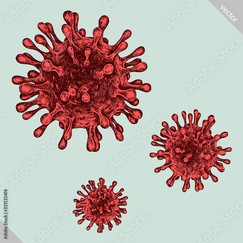 color engrave isolated covid-19 coronavirus vector illustration
