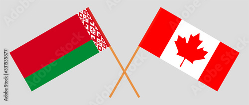 Crossed flags of Belarus and Canada