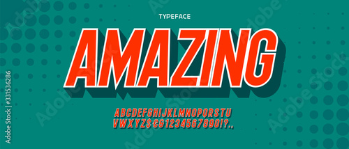 Bright and vibrant font effect for colorful poster design, modern typeface alphabet with cool 3d effect