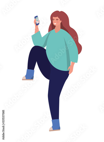 Girl with smartphone vector design
