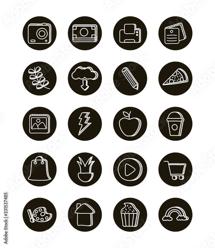 bundle of doodle set icons photo