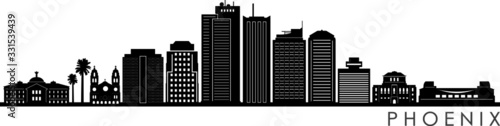 Phoenix City Arizona Skyline Silhouette Cityscape Vector