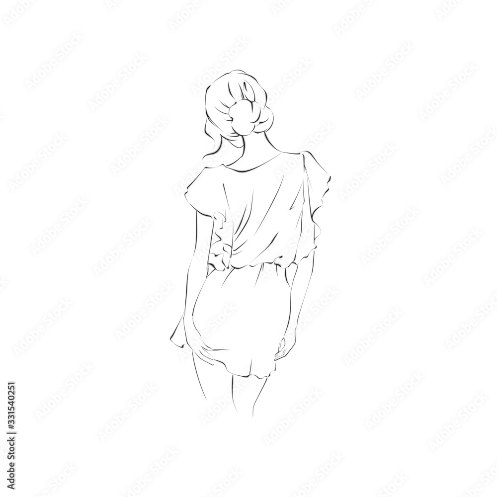 sketch of woman in a dress sketch of woman in a dress