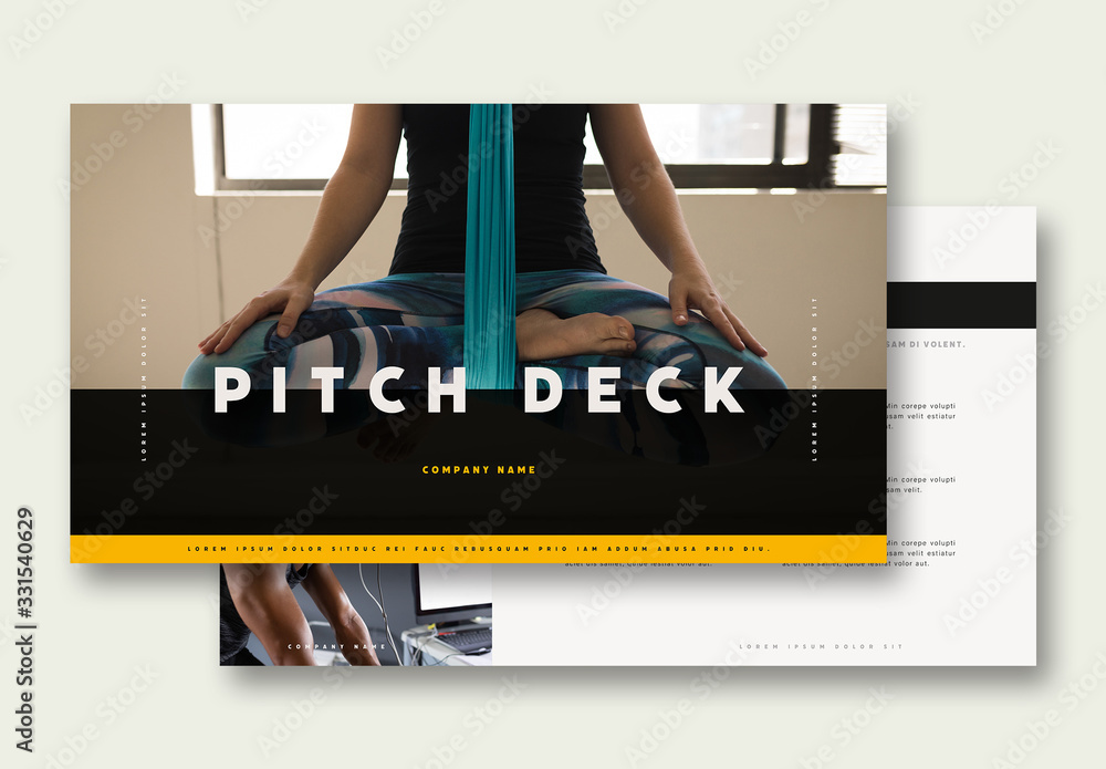 Pitch Deck Layout with Black and Yellow Accents Stock Template | Adobe ...