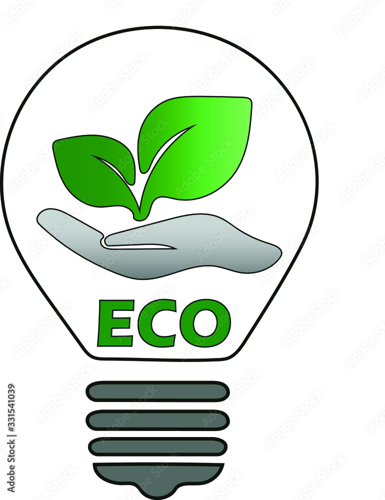 Vector sign of environmental lamp. A plant grows in your hand. Eco logo. Vector sign of environmental lamp. A plant grows in your hand. Eco logo.
