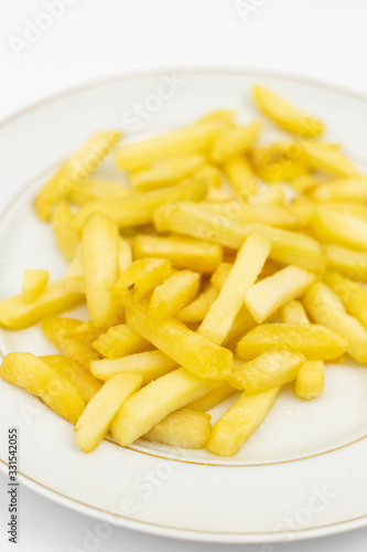 French Fries served on the white plate