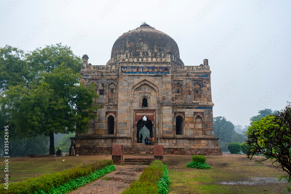 India, Delhi, New Delhi - 8 January 2020 - Sheesh Gumbad mosque in Lodhi gardens
