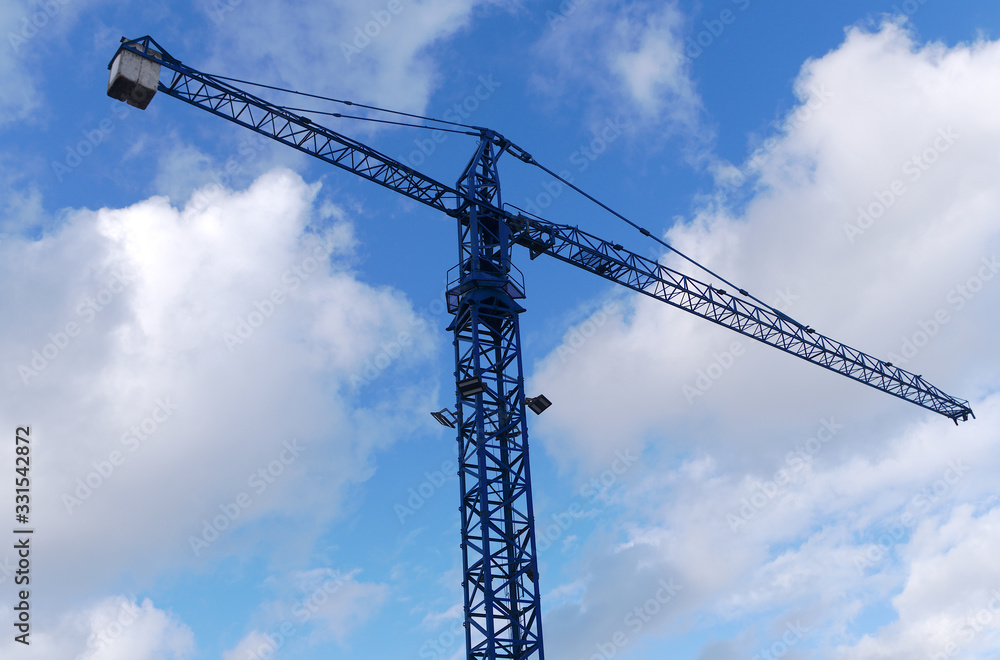 construction crane on blue sky lift hoist equipment