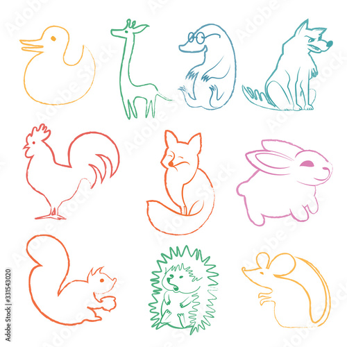 Vector set of funny cartoon animals