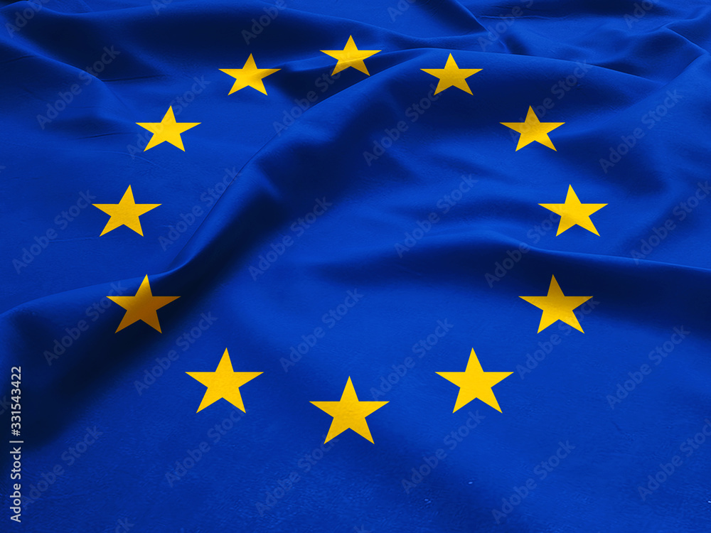 European Union EU Flag background with cloth texture European Union EU Flag background with cloth texture