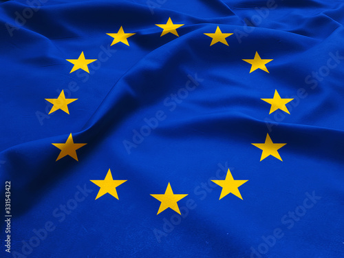 European Union EU Flag background with cloth texture