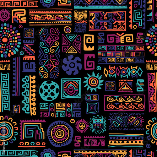 Ethnic handmade ornament, seamless pattern