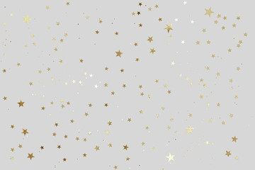 Falling confetti background. Sparkles on pastel grey trendy background. Festive backdrop for your projects.