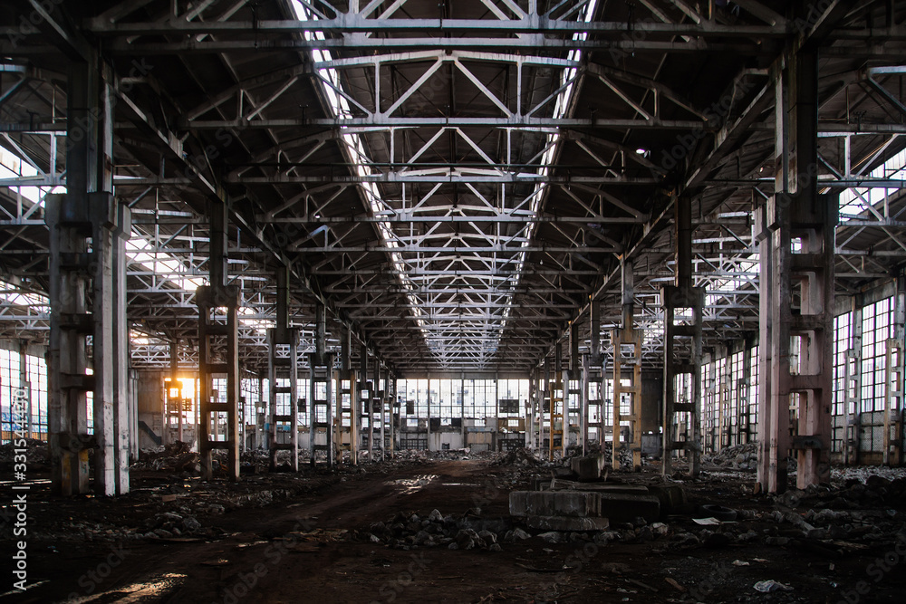 Large abandoned industrial building of former Voronezh excavator factory