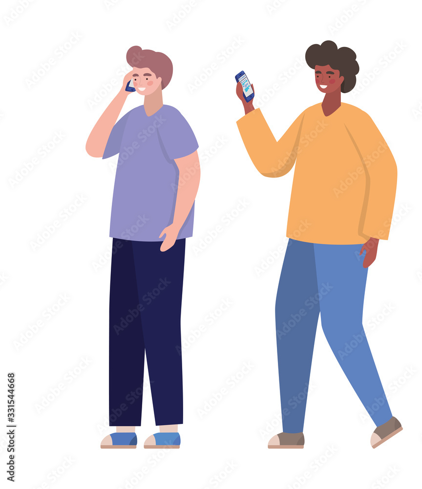 Boys with smartphones vector design Boys with smartphones vector design