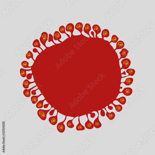 Vector illustration imitating a microscopic coronavirus particle, seen through an electron microscope.Graphic element and template,abstract health concept.