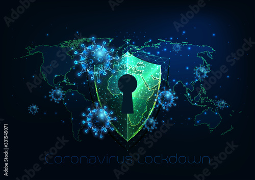 Futuristic covid-19 coronavirus global lockdown, quarantine concept