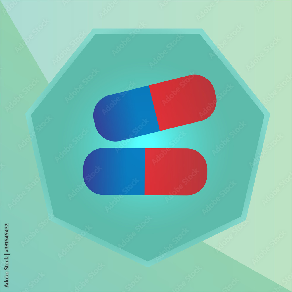 Capsule pill vector icon isolated on light blue background, covid-19 virus medicine, flat vector for mobile and computer web graphic design Capsule pill vector icon isolated on light blue background, covid-19 virus medicine, flat vector for mobile and computer web graphic design