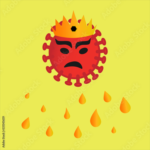 Vector illustration of the Golden-crowned coronavirus bacteria, dangerous COVID-19 virus