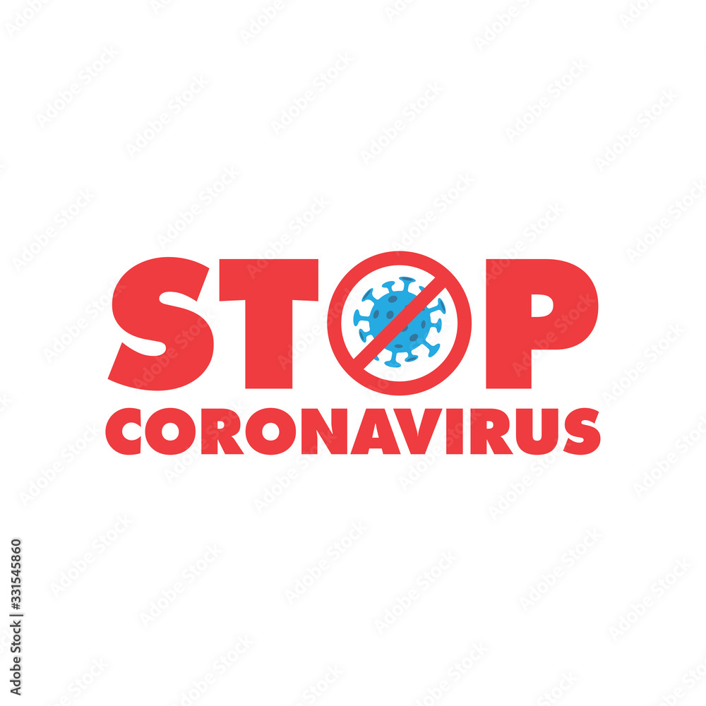 Coronavirus Icon with Red Prohibit Sign. Stop pandemic virus. Coronavirus Icon with Red Prohibit Sign. Stop pandemic virus.