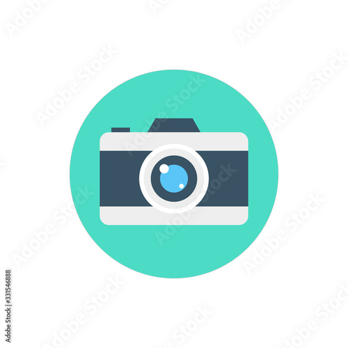 Digital Camera Vector Filled Outline Icon Illustration