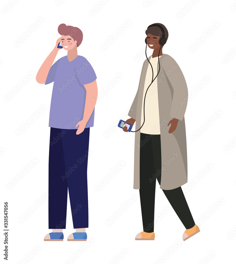 Boys with smartphones vector design Boys with smartphones vector design
