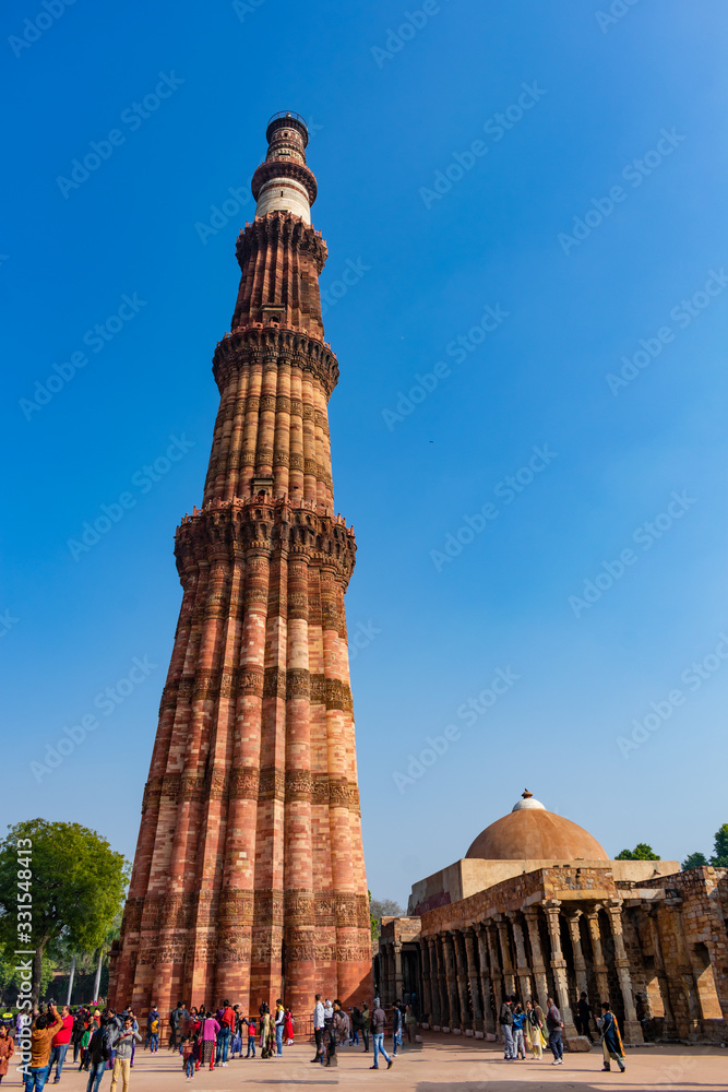 India, Delhi, New Delhi - 9 January 2020 - The power of the Qutb minar India, Delhi, New Delhi - 9 January 2020 - The power of the Qutb minar