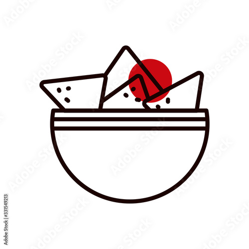 Mexican nachos half line half color style icon vector design