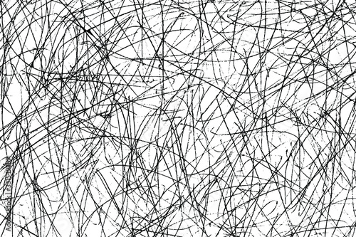 Grunge texture of chaotic hand-drawn doodles. Monochrome background of careless lines, traces of a pen. Overlay template. Vector illustration